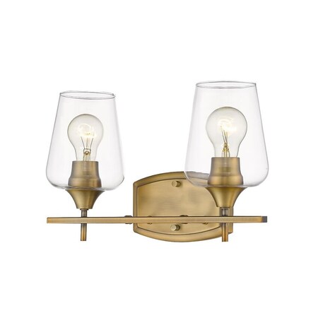 Z-Lite Joliet 2 Light Vanity, Olde Brass & Clear 473-2V-OBR